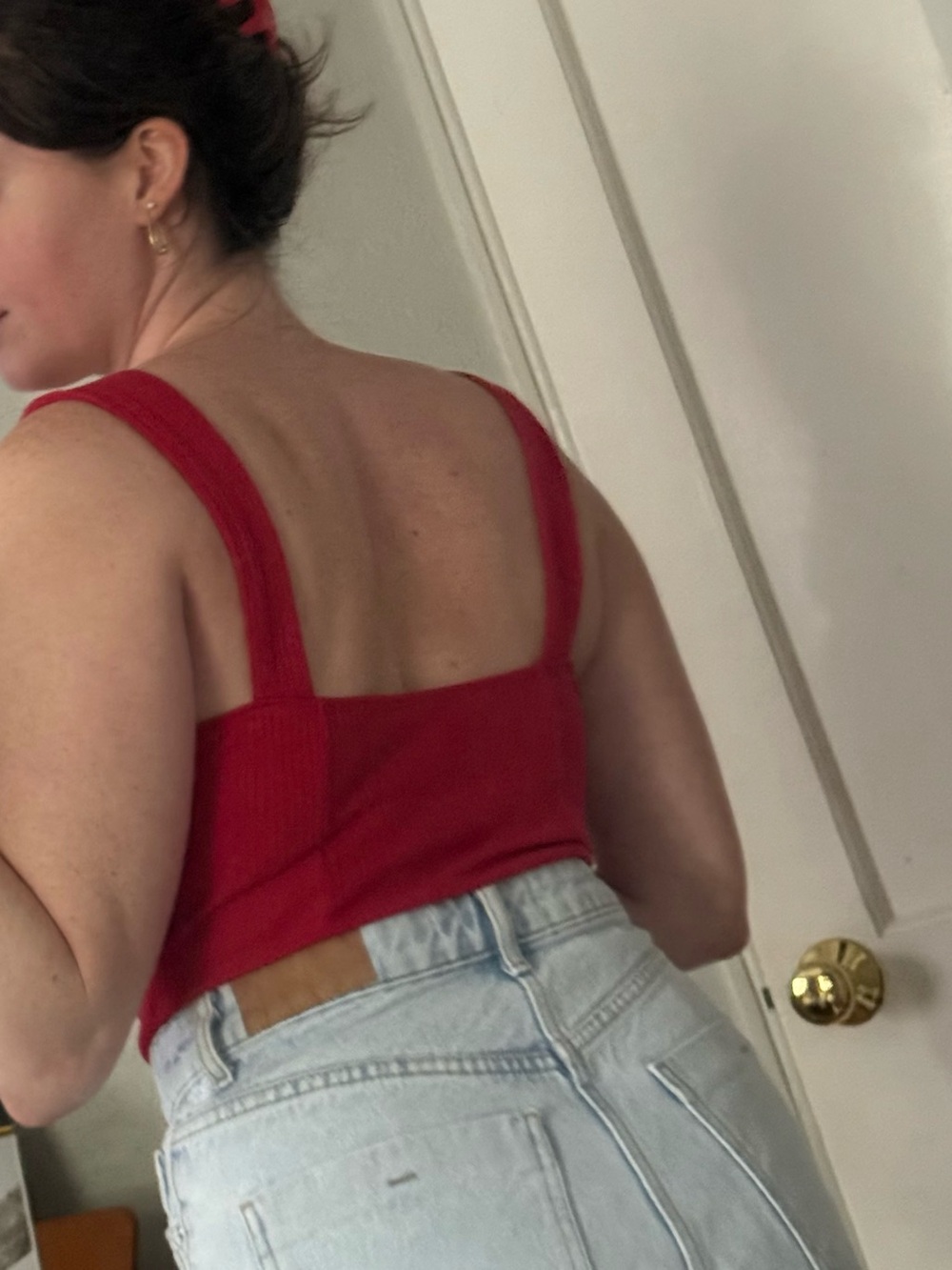 Red Ribbed Bustier Bodysuit - Picture 4 of 4